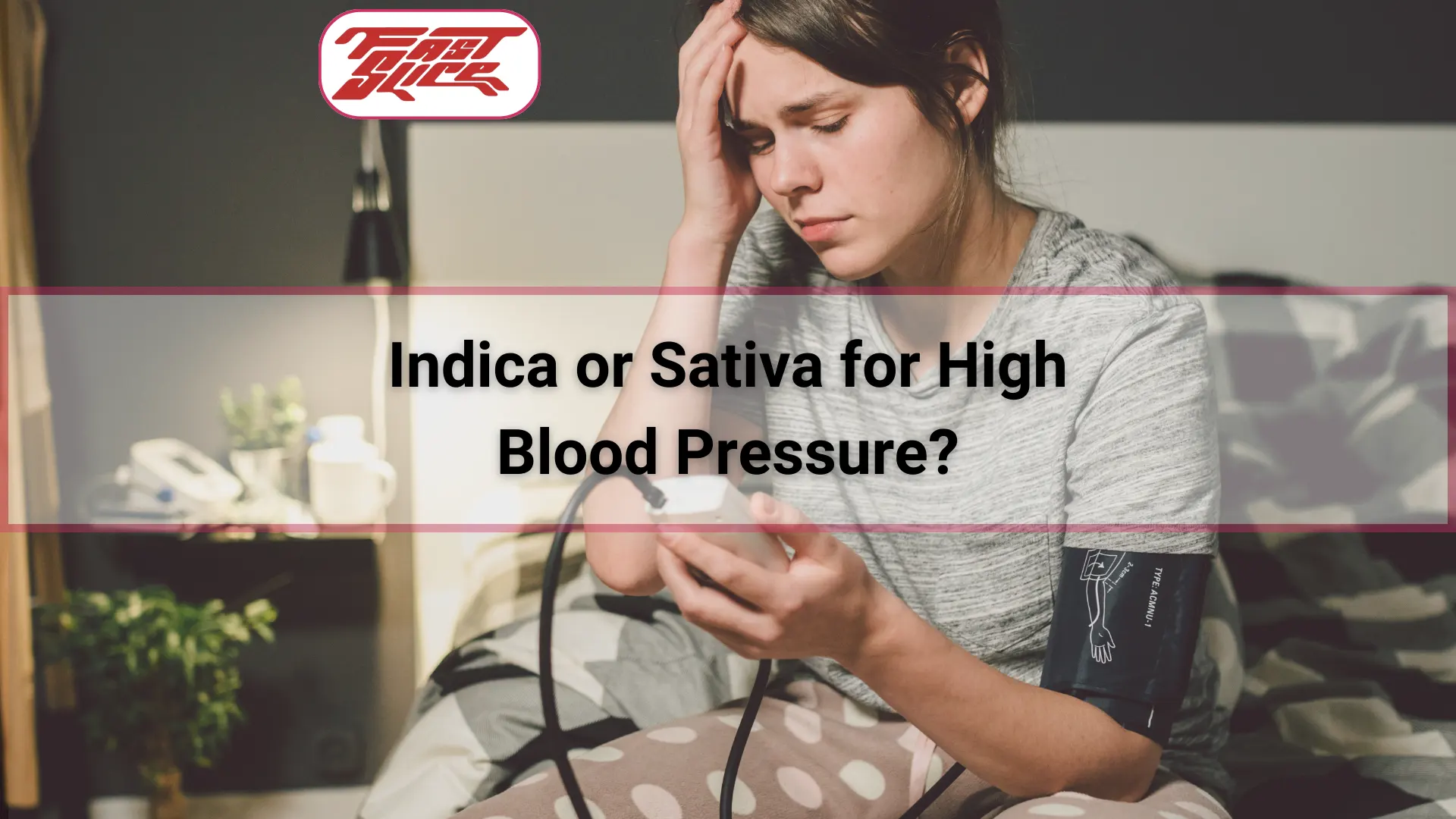 Indica or Sativa for High Blood Pressure, stressed woman with high blood pressure holding her head in pain